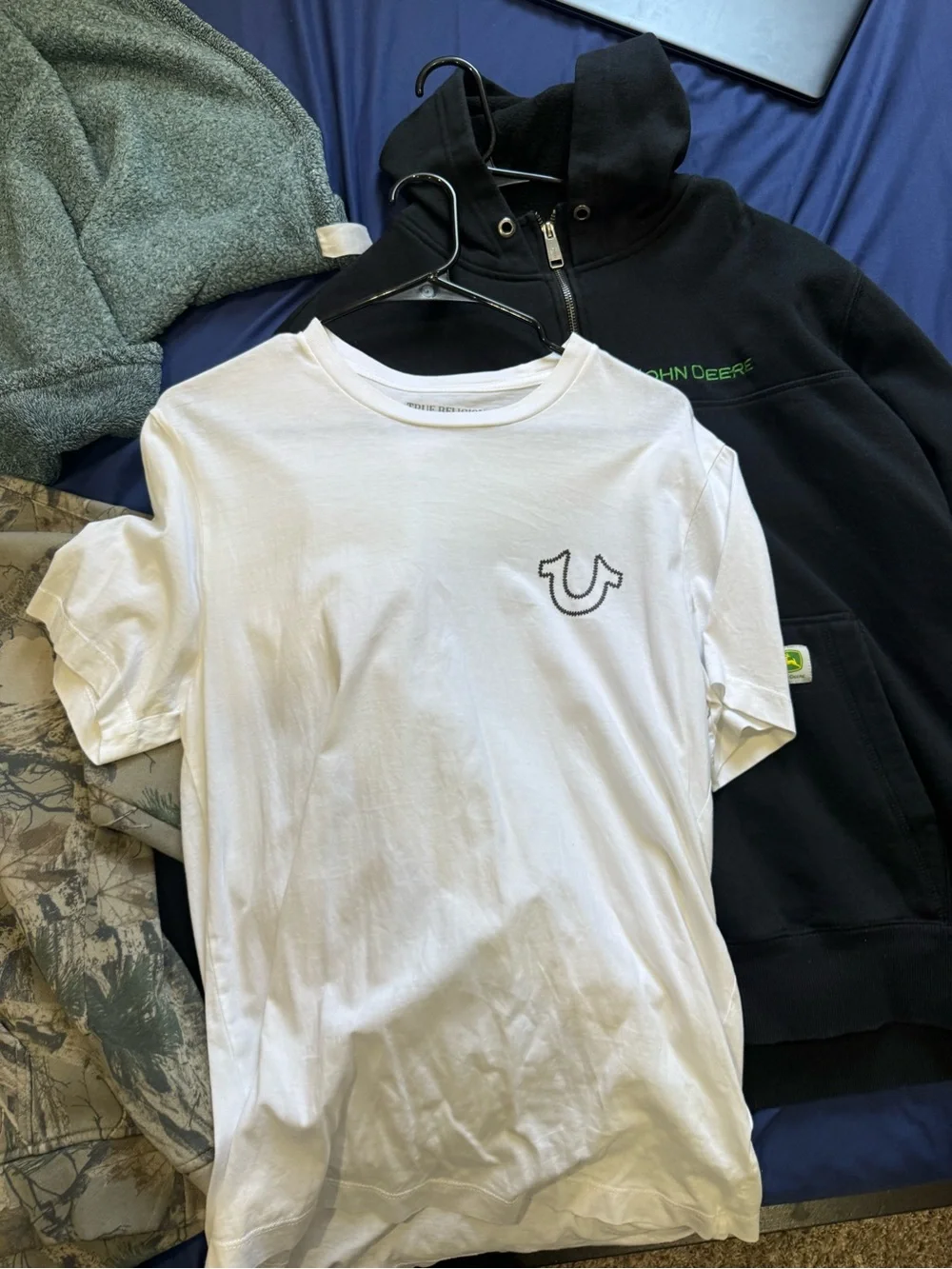 True Religion White T-Shirt with Olive Graphic